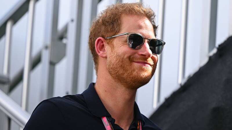 Prince Harry stopped by at a race track (Image: Formula 1 via Getty Images)