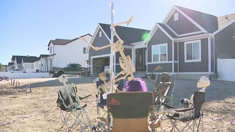 Authorities ordered the pole dancing skeleton Halloween decoration to be taken down (Image: nbc15)