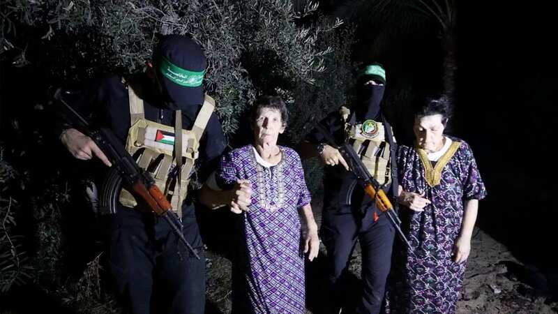 Yocheved Lifshitz and Nurit Cooper with their Hamas abductors (Image: AP)