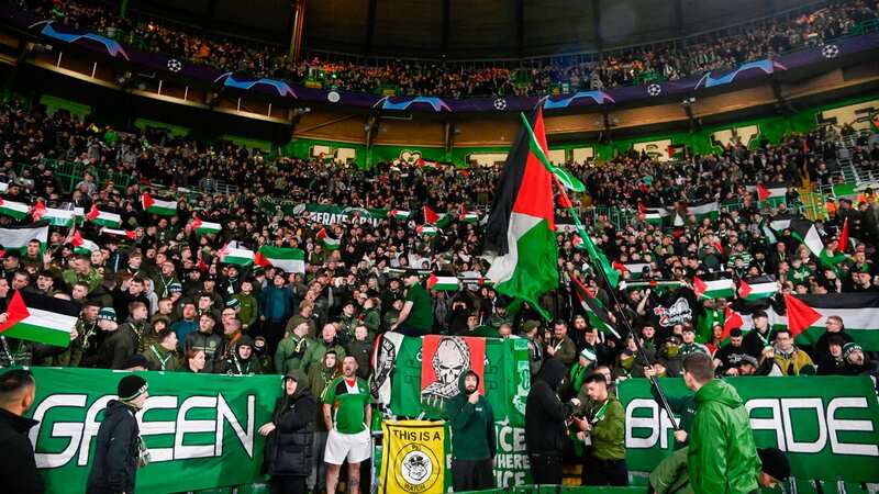 The Green Brigade showed their support for Palestine during the game against Atletico Madrid (Image: SNS Group)