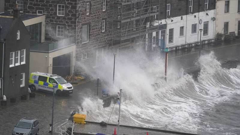 Huge waves at Stonehaven, Scotland, last week (Image: PA)