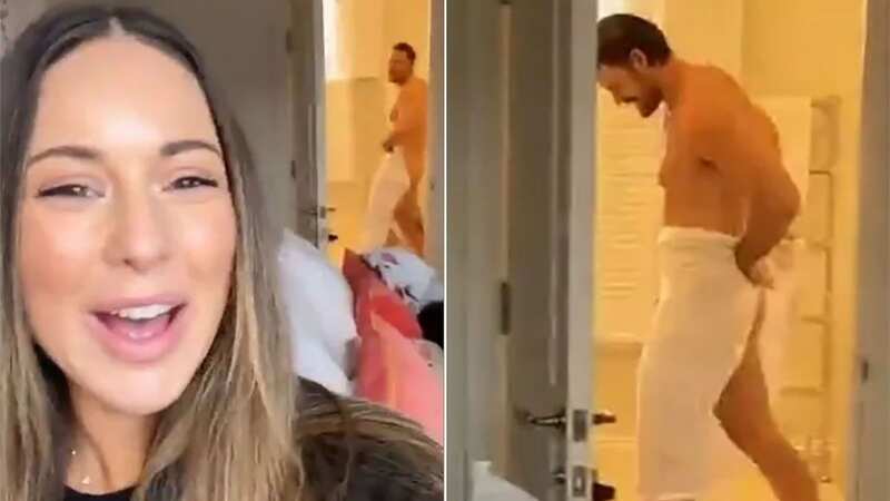 Louise Thompson stunned as naked fiancé accidentally appears on Instagram video