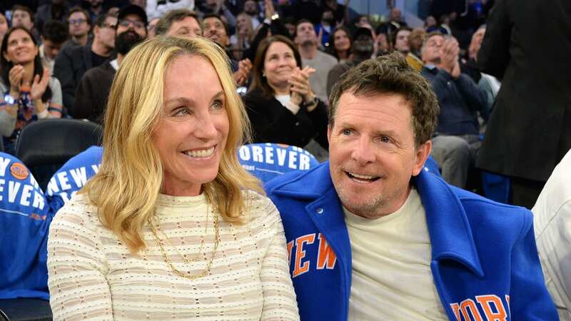 Michael J Fox and his wife Tracey Pollan cheered on the Knicks (Image: Lauren Menowitz/REX/Shutterstock)