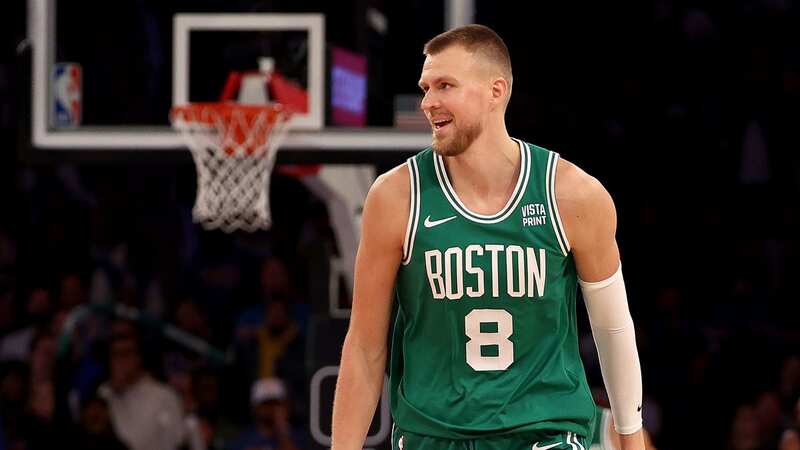 Kristaps Porzingis scored 30 points in a historic performance on his Boston Celtics debut (Image: Elsa/Getty Images)