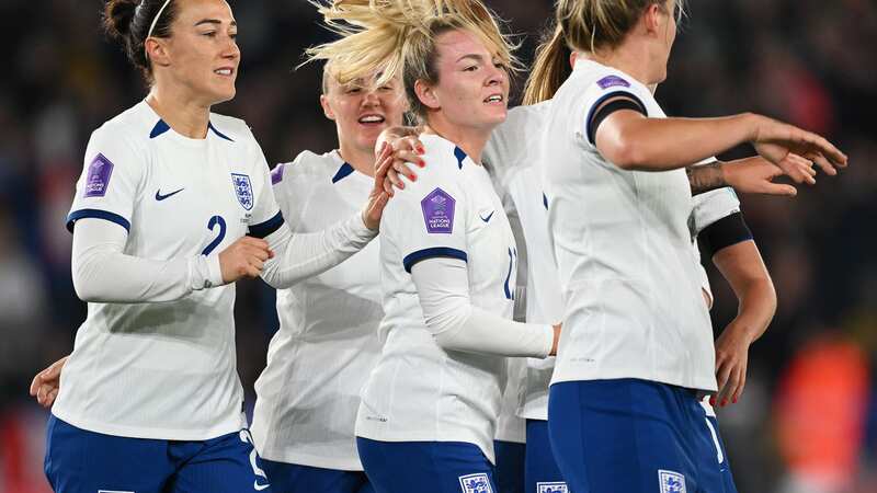 Lauren Hemp scores for England against Belgium