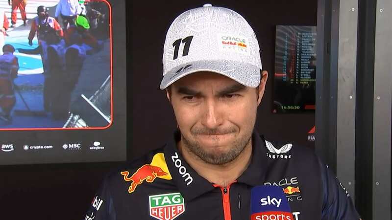 Sergio Perez was emotional after crashing out of his home race (Image: Sky Sports)