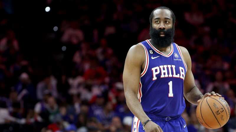 James Harden watched his 76ers teammates take on the Portland Trail Blazers on Sunday before his trade on Monday (Image: AP)