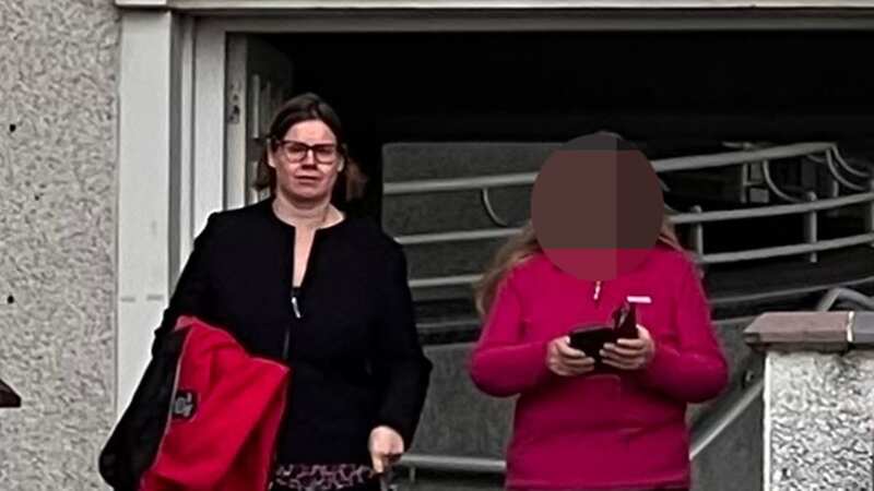 Lucy Jacobes (on the left) coming out of Truro Crown Court (Image: Olivier Vergnault / Cornwall Live)
