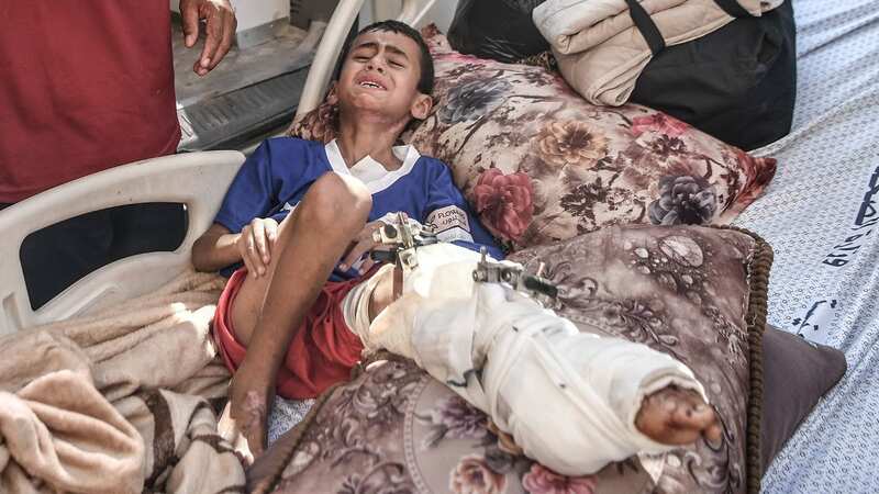 Child weeps in pain at hospital in Gaza (Image: Anadolu via Getty Images)
