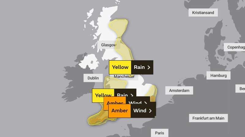 A storm map shows exactly where warnings are in place across the UK (Image: Met Office)
