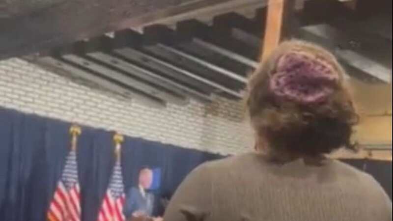 Rabbi Jessica Rosenberg interrupts President Biden at a fundraiser in Minneapolis to demand a ceasefire in Gaza (Image: X)