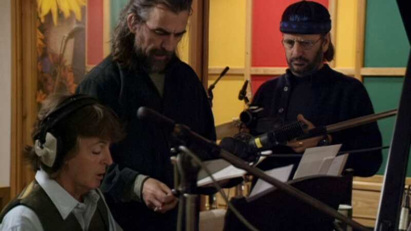 Paul, George and Ringo work on the tune