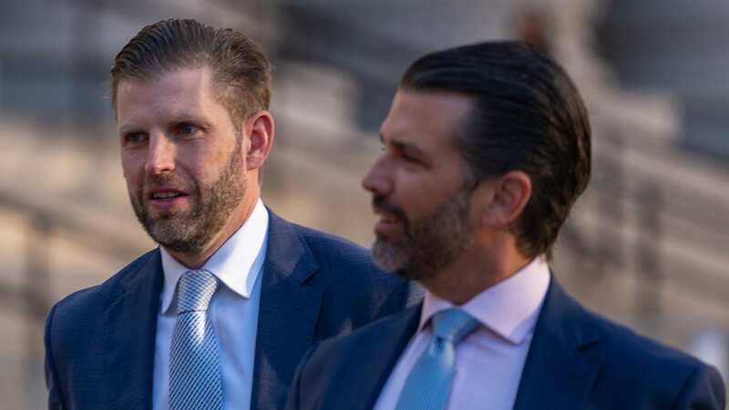 Donald Trump Jr and his brother Eric Trump arrive at New York Supreme Court for former President Donald Trump
