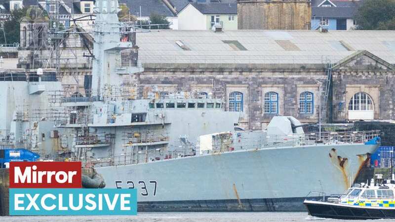 HMS Westminster is in a basin at Devonport naval base (Image: MATTKEEBLE)