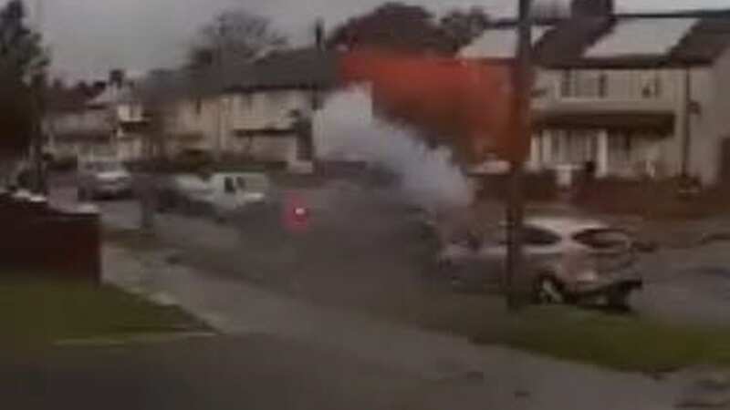 Footage captures moment firework explodes in moving car seriously injuring two