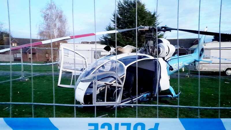 The helicopter crashed at the Anglia Motel in Lincolnshire (Image: Spalding Guardian / SWNS)