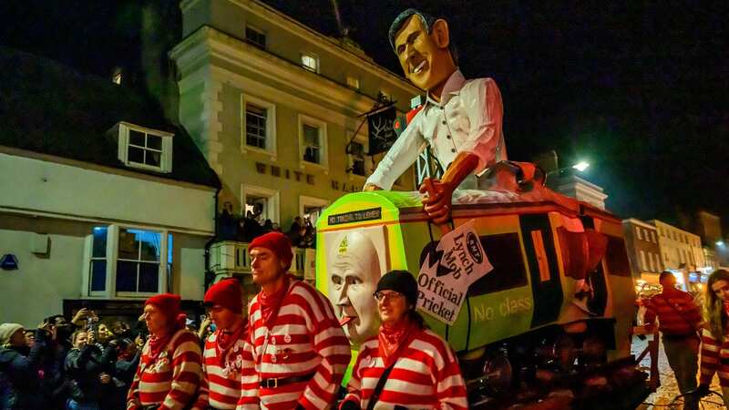An effigy of Rishi Sunak was paraded through the streets of Lewes, Sussex (Image: Lee Floyd / Avalon)