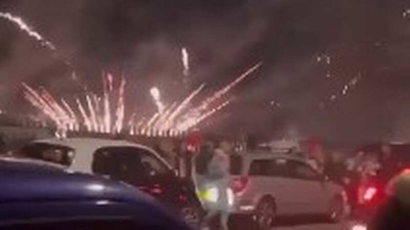 Some fireworks exploded close to the crowd
