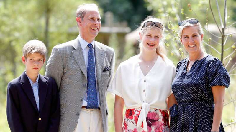 Prince Edward and wife Sophie with their two children, Lady Louise and James, Viscount Severn (Image: Getty Images)
