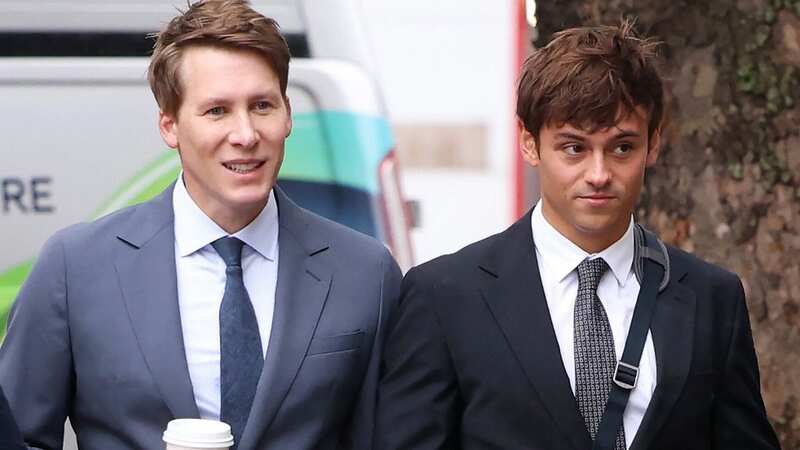 Tom Daley supports husband Dustin as they arrive at court for assault trial