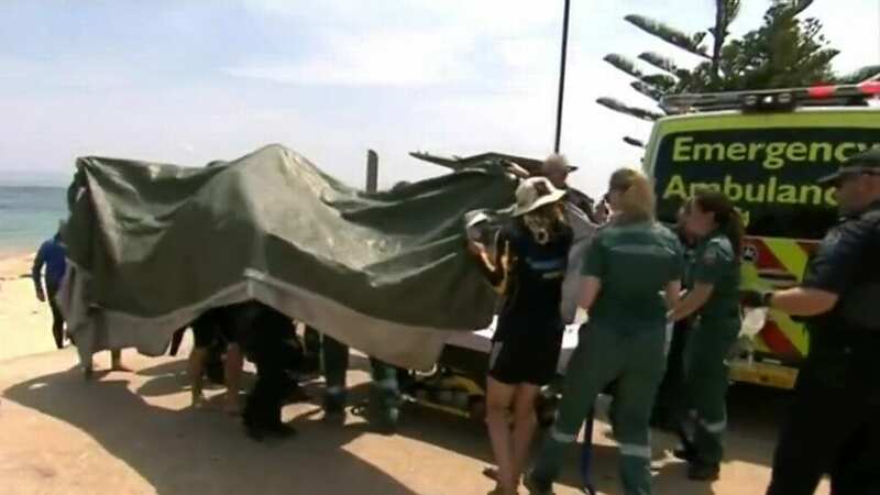 The woman in her 30s was attacked by a shark at The Esplanade in Port Noarlunga, South Australia (Image: 9 News)