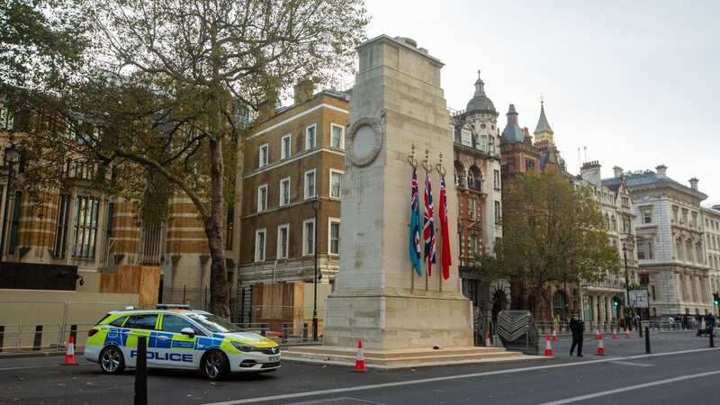 Cenotaph in Whitehall is seen under police protection ahead of Armistice Day events (Image: Tayfun Salci/ZUMA Press Wire/REX/Shutterstock)