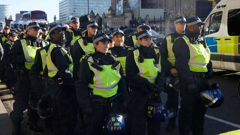 Police line the streets outside the Houses of Parliament (Image: Getty Images)