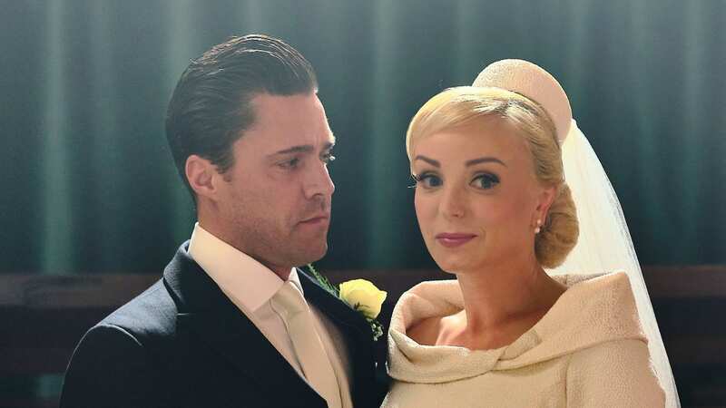 Helen George and Olly Rix as on-screen lovers Trixie and Matthew (Image: BBC / Neal Street Productions / Laurence Cendrowicz)