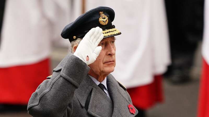 A teary-eyed King Charles at the Cenotaph this morning (Image: PA)