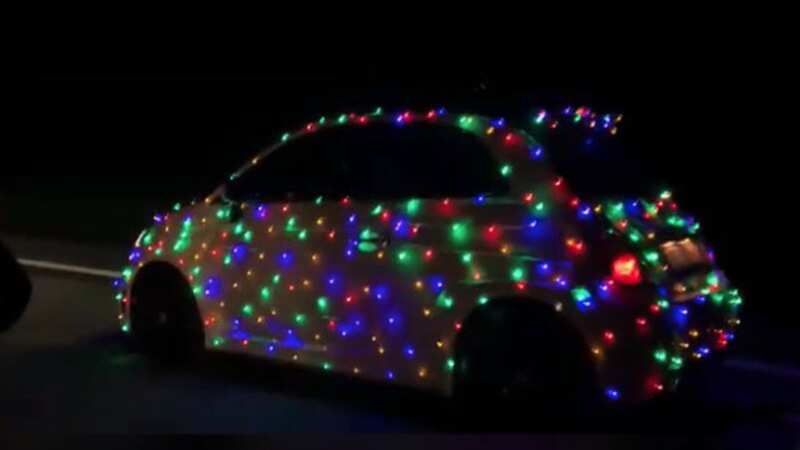It appears the driver modded out their motor to bring a little seasonal joy to the roads (Image: TikTok/pier_zero)
