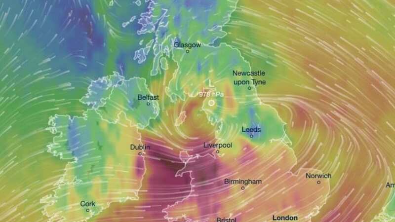 Storm Debi is expected to hit the UK and Ireland hard (Image: Ventusky)