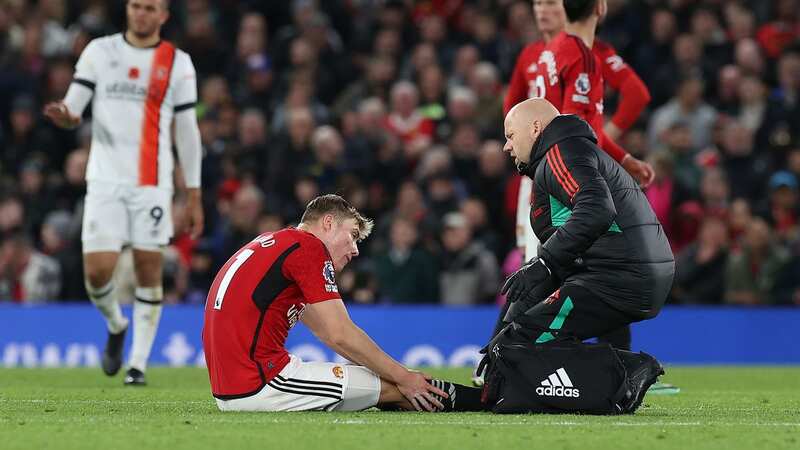 Rasmus Hojlund hd to receive treatment against Luton (Image: Getty Images)