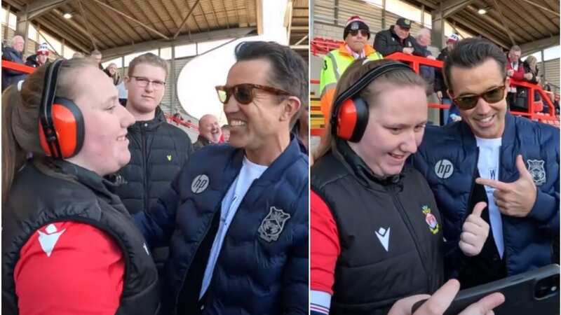 Rob McElhenney was seen enjoying a conversation with Wrexham fan Millie Tipping (Image: @millietipping3 X)