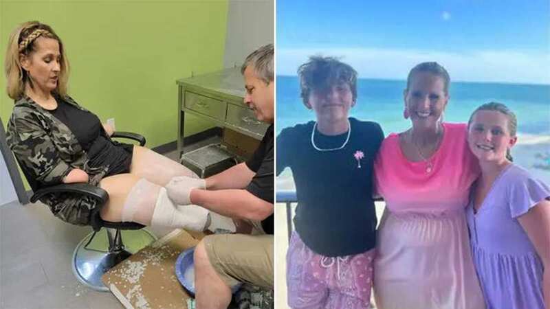 Kirstin Fox lost all four limbs after contracting flu and had to tell her two kids Landon (l) and Laiken (r) (Image: Kristin Fox)