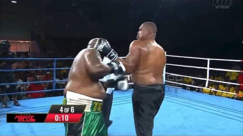 James Toney, 55, and Razor Ruddock, 59, fought each other in Jamaica (Image: Twitter/Tony_Jefferies)