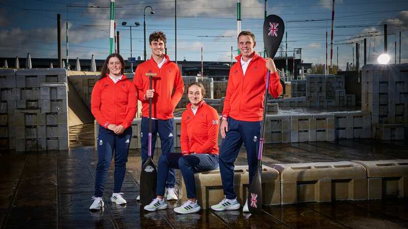 Adam Burgess (second from left) with his fellow Paris-bound canoeists Kimberley Woods, Mallory Franklin and Joe Clarke (Image: Team GB)