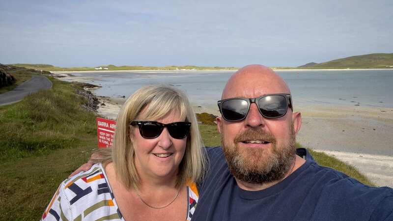 Greg Crawford and wife Julie on their trip to the island of Barra (Image: Greg Crawford / SWNS)