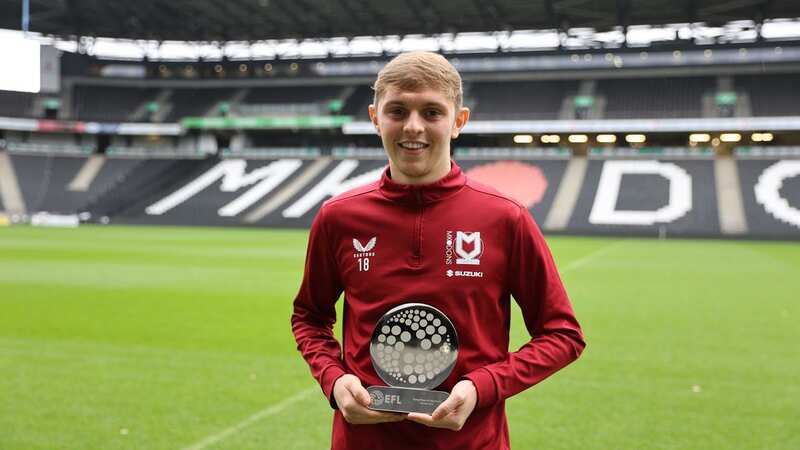 MK Dons striker Max Dean has been crowned as the League Two Young Player of the Month for October (Image: MK Dons/EFL)