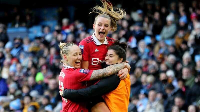 Leah Galton celebrates scoring against Manchester City with teammates Ella Toone and Lucia Garcia (Image: Getty Images/ 2022 The FA)