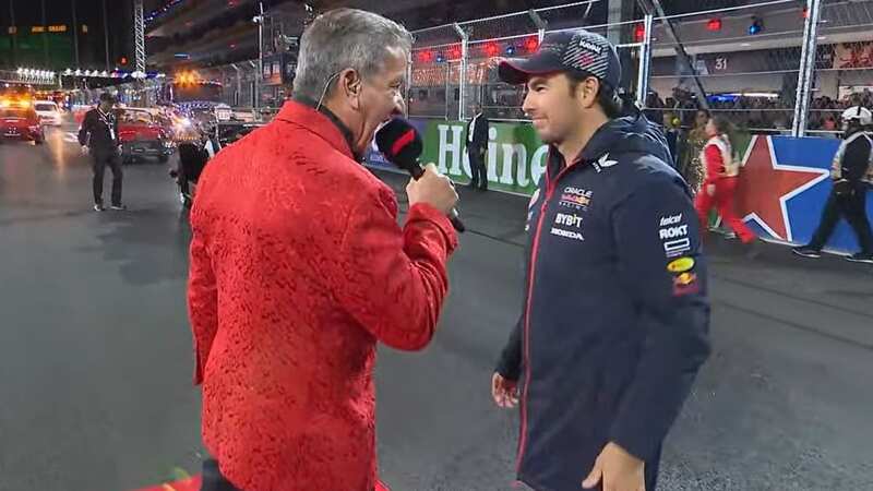 UFC announcer Bruce Buffer introduced all the drivers before the Las Vegas race (Image: Sky Sports)