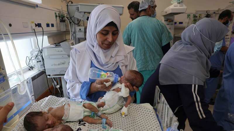 Palestinian medics care for premature babies evacuated from Al-Shifa hospital (Image: AFP via Getty Images)