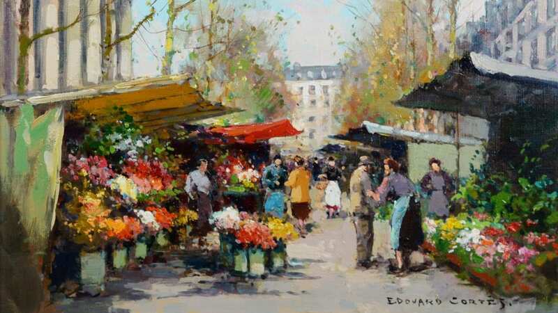 The painting, titled Flower Market Madeleine, was one of 3,000 pieces stolen from the Arnot Gallery in New York City over a 12-year period in the 1950s and 1960s (Image: Art Recovery Int / LLC / SWNS)