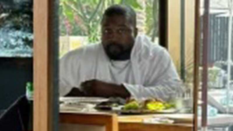 Kanye West dines alone as he continues his holiday without Bianca (Image: Reddit)