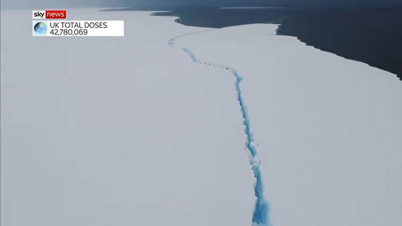 The gigantic iceberg is on the move after more than 30 years (Image: Sky News)