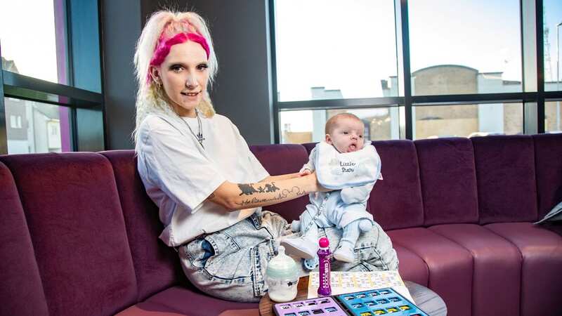 Tammy Hall, 30, joked she now has a ‘full house’ after her fourth child Teddie Hall was born at her local bingo hall (Image: William Lailey SWNS)