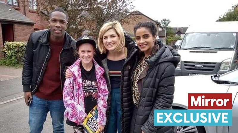 Lily Connors, the Guiness World Record holder for Doctor Who memorabilia, pictured with 13th Doctor Jodie Whittaker, Tosin Cole and Mandip Gill (Image: Lily Connors)