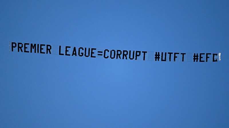 The banner was flown over the Etihad Stadium (Image: Getty Images)