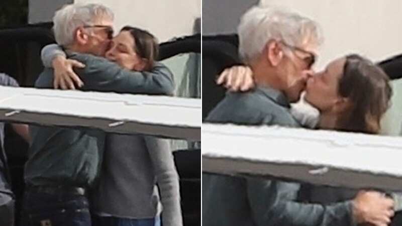Harrison Ford, 81, shares sweet kiss with wife Calista Flockhart, 59, after trip