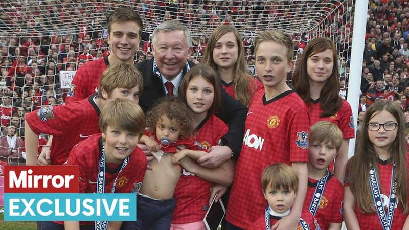 Sir Alex with grandkids after 2013 title win (Image: Manchester United via Getty Images)