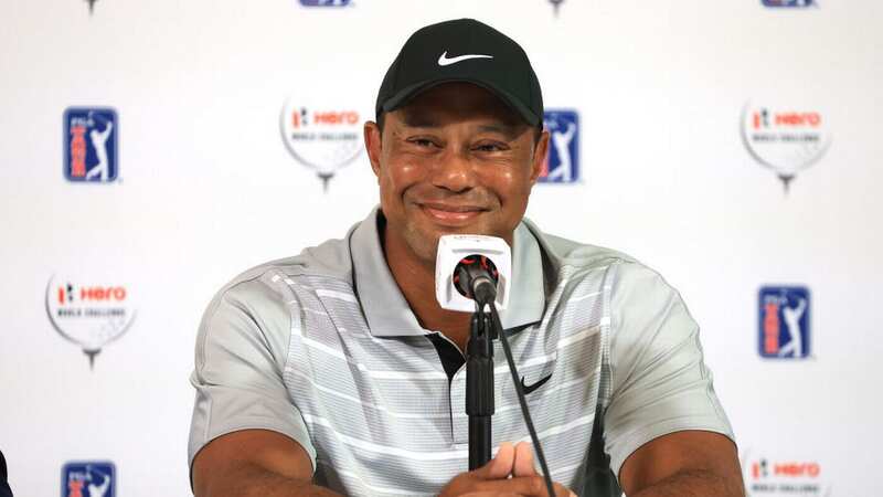 Tiger Woods could not hide his delight ahead of his return to the PGA Tour at the Hero World Challenge at Albany Golf Course (Image: David Cannon/Getty Images)